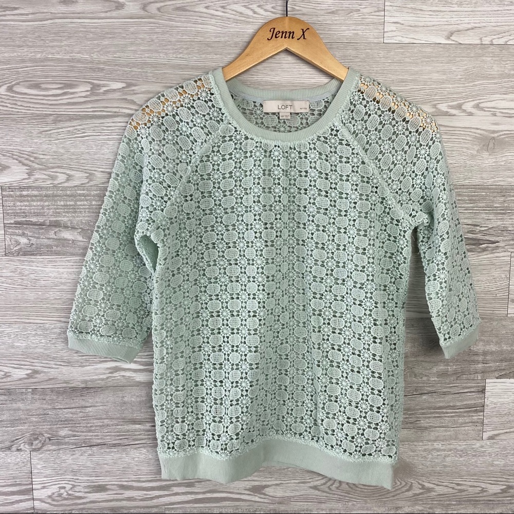 Loft Ann Taylor Mint 3/4 Sleeve Sweater